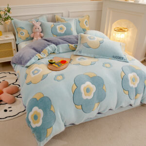 Flannel Coral Fleece Warm Bedding Set, Queen Size
