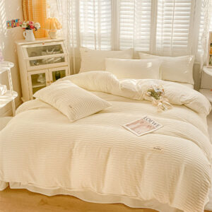 Bubble Yarn Fabric Soft Skin Friendly Duvet Cover Set, Single Size